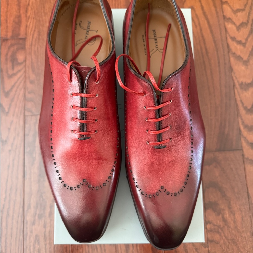 Stylish Red Leather Men's Oxfords
